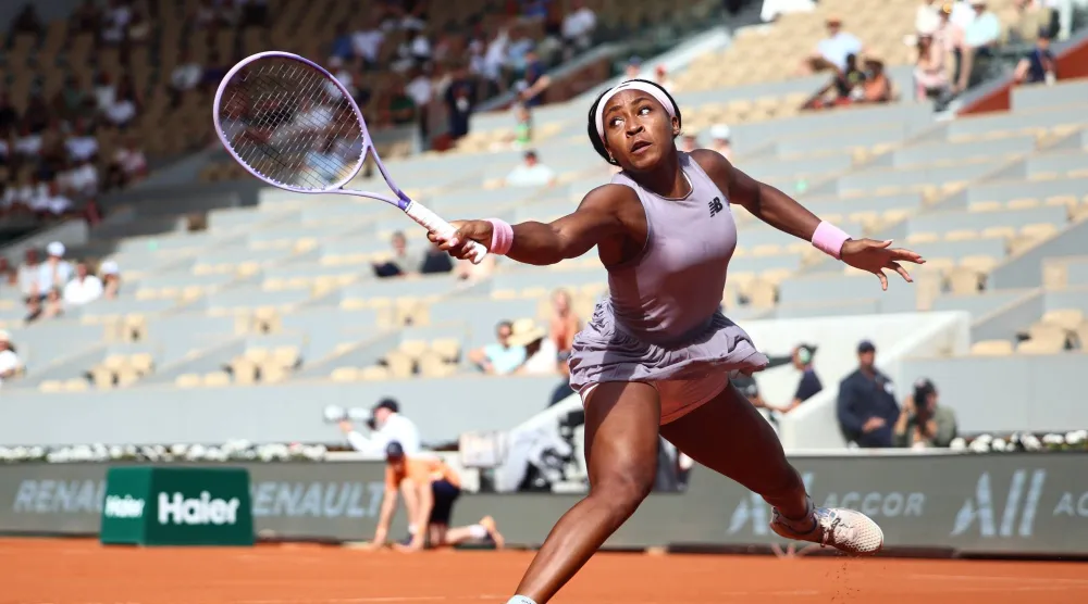 Coco Gauff of the United States during her Women's 3rd round match against Anastasia Potapova of Austria at the French Open Grand Slam tennis tournament at Roland Garros in Paris, France, 30 May 2026.  EPA/CHRISTOPHE PETIT TESSON
