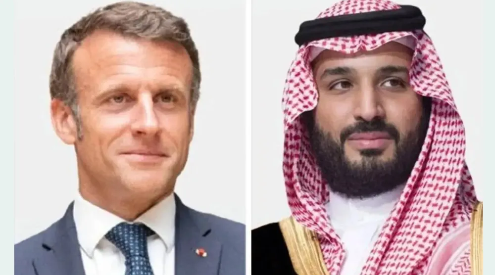 ولي العهد السعودي الأمير محمد بن سلمان والرئيس الفرنسي إيمانويل ماكرون (الخارجية السعودية)