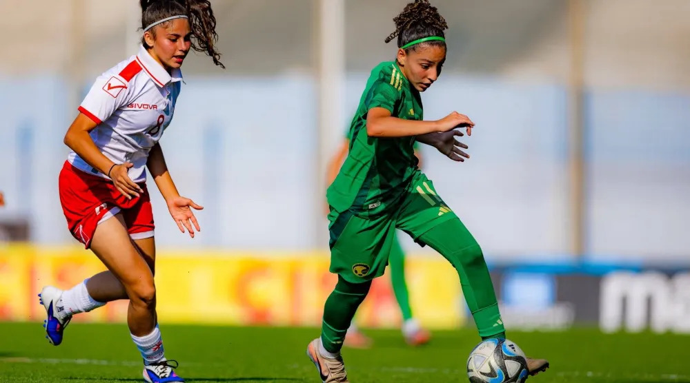 جانب من مواجهة المنتخب السعودي للناشئات أمام مالطا (الاتحاد السعودي)