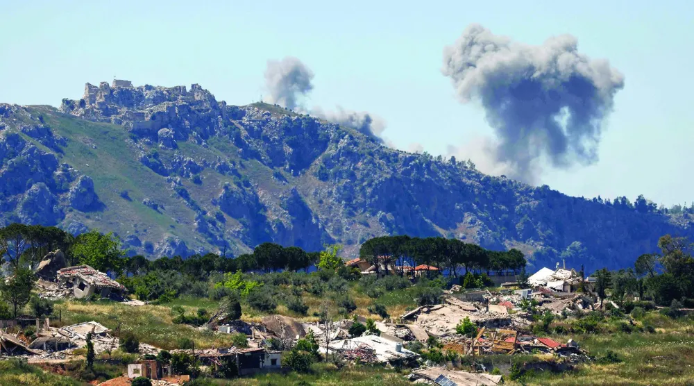 Smoke rises following Israeli bombardment in southern Lebanon close to the Beaufort Castle as seen from a position across the border in the Upper Galilee, in northern Israel on June 4, 2026. (Photo by Jalaa MAREY / AFP)
