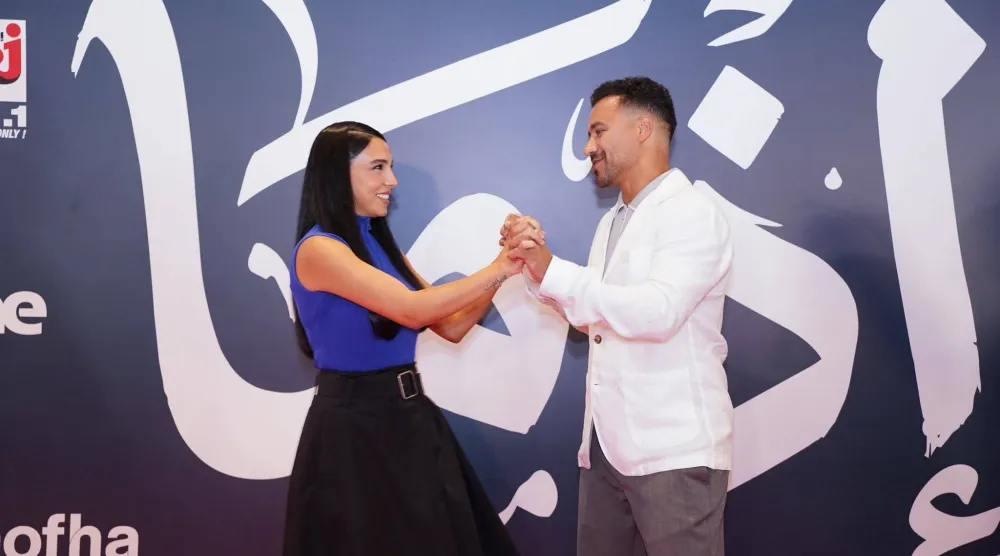 أحمد داود وسلمى أبو ضيف في العرض الخاص للفيلم (الشركة المنتجة)