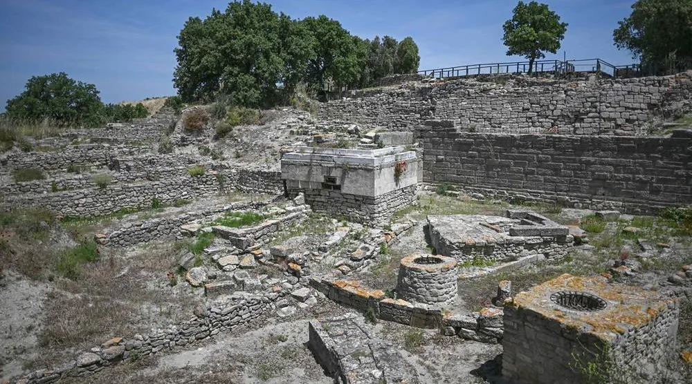 This photograph shows a general view of the ruins of the ancient city of Troy in Canakkale on June 2, 2026. (AFP) 