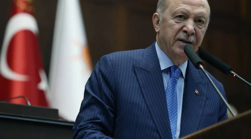 الرئيس التركي رجب طيب إردوغان خلال كلمة في البرلمان الأربعاء (الرئاسة التركية)