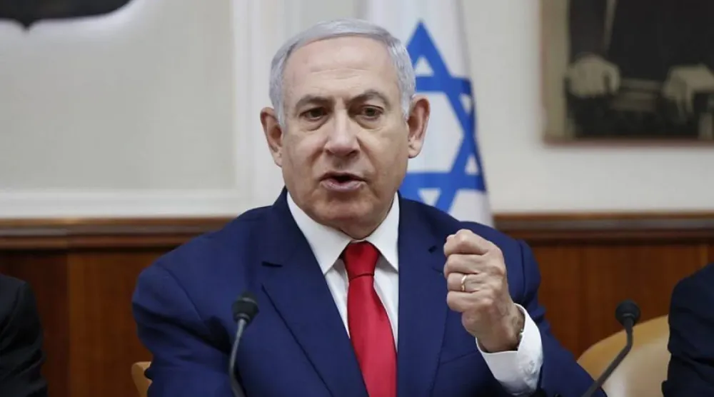 srail Başbakanı Binyamin Netanyahu, 14 Nisan 2019'da Kudüs'te düzenlenen İsrail kabinesinin haftalık toplantısında konuşuyor (AFP)