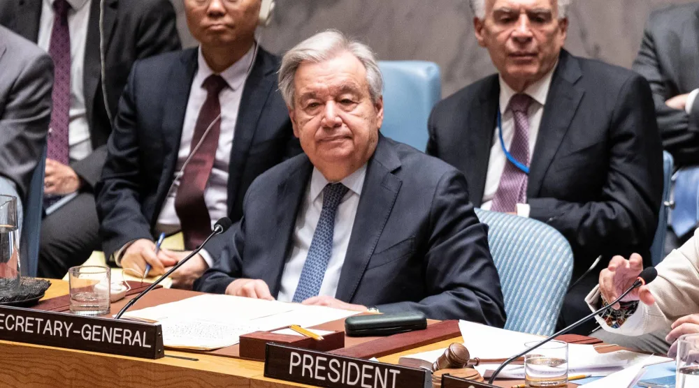 الأمين العام للأمم المتحدة أنطونيو غوتيريش يحضر اجتماعاً في مجلس الأمن الدولي في مقر الأمم المتحدة بنيويورك 10 يونيو 2026 (د.ب.أ)