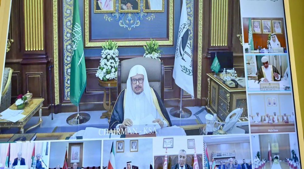 جانب من أعمال الدورة الـ39 لمؤتمر الاتحاد البرلماني العربي عبر الاتصال المرئي (مجلس الشورى السعودي)