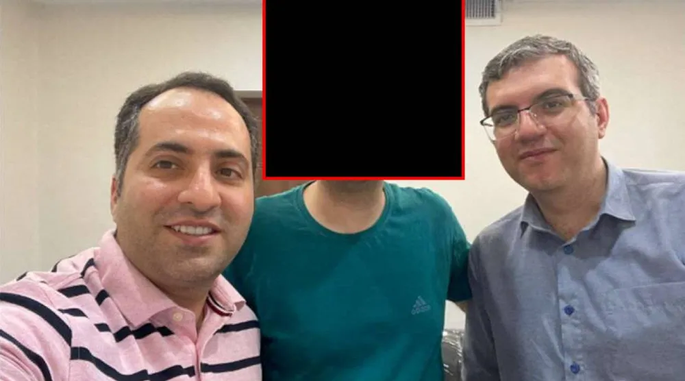 مهدي صادقي رفقة شخصين من بينهم محمد عابديني في صورة حصل عليها المدعون الفيدراليون في بوسطن من هاتفه (رويترز)