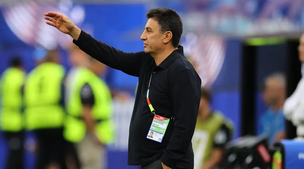 Football - FIFA World Cup 2026 - Group G - Iran v New Zealand - Los Angeles Stadium, Inglewood, California, US - June 15, 2026 Iran coach Amir Ghalenoei reacts during the match. (Reuters)