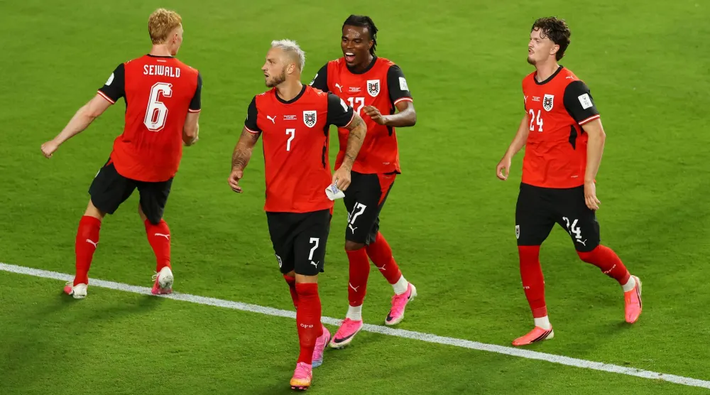 ماركو أرناوتوفيتش لاعب النمسا وضع بصمته في شباك الأردن (أ.ف.ب) 