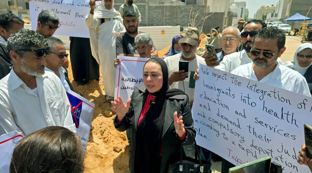 جانب من المظاهرة الرافضة لتوطين الأجانب في ليبيا (أ.ف.ب)