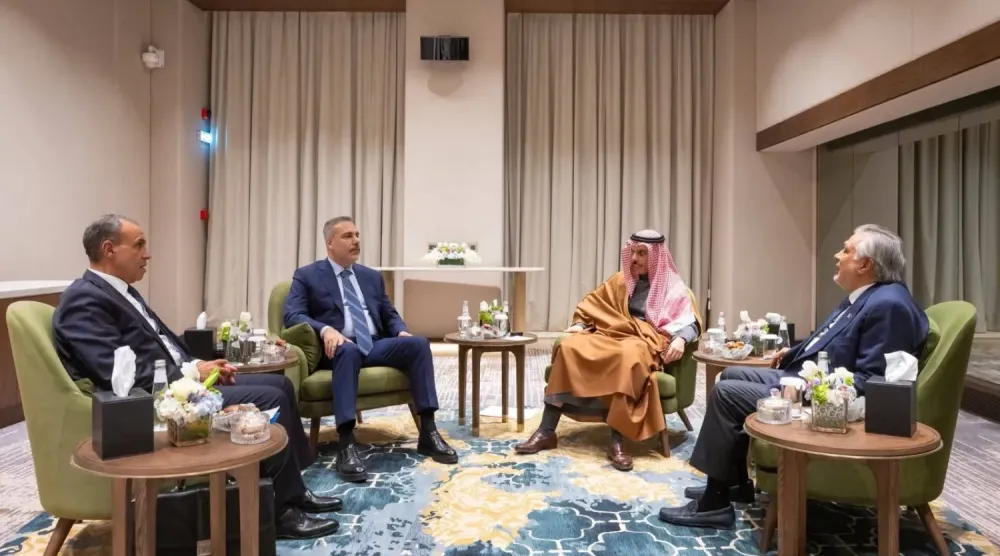 Suudi Arabistan, Mısır, Pakistan ve Katar dışişleri bakanları, 20 Mart'ta Riyad'da düzenlenen dörtlü toplantıda bir arada. (Mısır Dışişleri Bakanlığı)