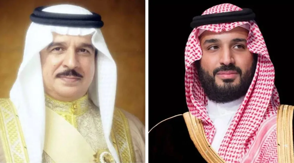 ولي العهد السعودي الأمير محمد بن سلمان والعاهل البحريني الملك حمد بن عيسى (واس)