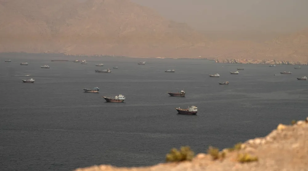 Vessels at the Strait of Hormuz, as seen from Musandam, Oman, June 18, 2026. REUTERS/Stringer
