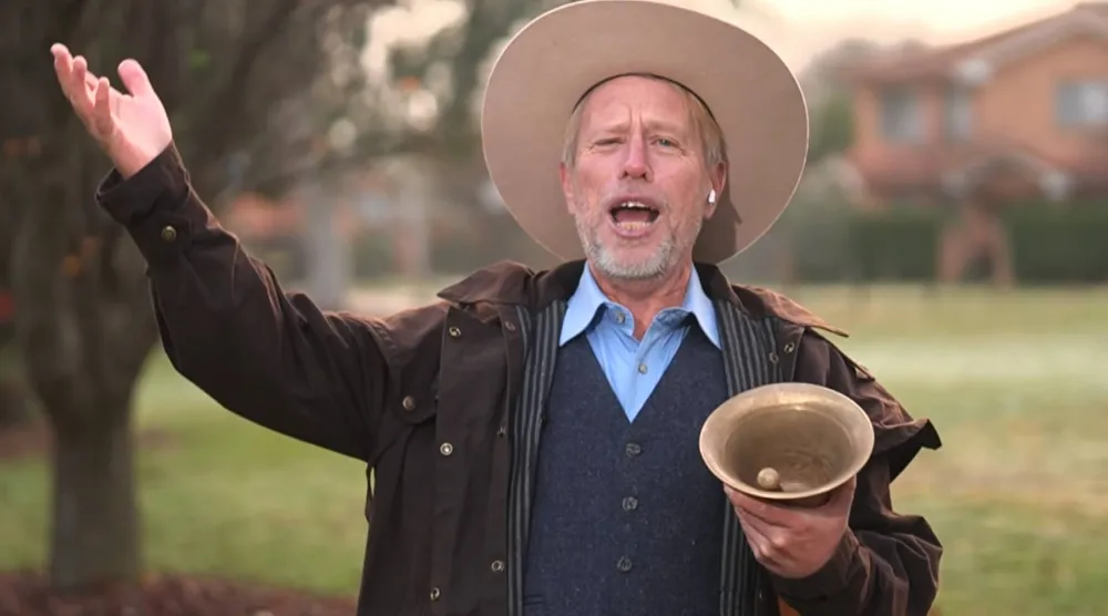In this image taken from video, Joseph McGrail-Bateup demonstrates his loud voice in Canberra, Australia, Tuesday, June 23, 2026, after he was been recognized by Guinness World Records as the world's loudest person. (Australian Broadcasting Corp. via AP)
