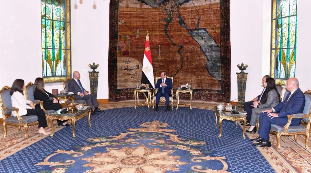 الرئيس المصري عبد الفتاح السيسي يستقبل الخميس في القاهرة برهم صالح المفوض السامي للأمم المتحدة لشؤون اللاجئين (الرئاسة المصرية)