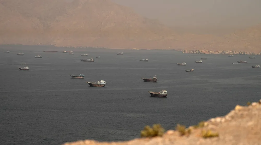 Vessels at the Strait of Hormuz, as seen from Musandam, Oman, June 18, 2026. (Reuters)