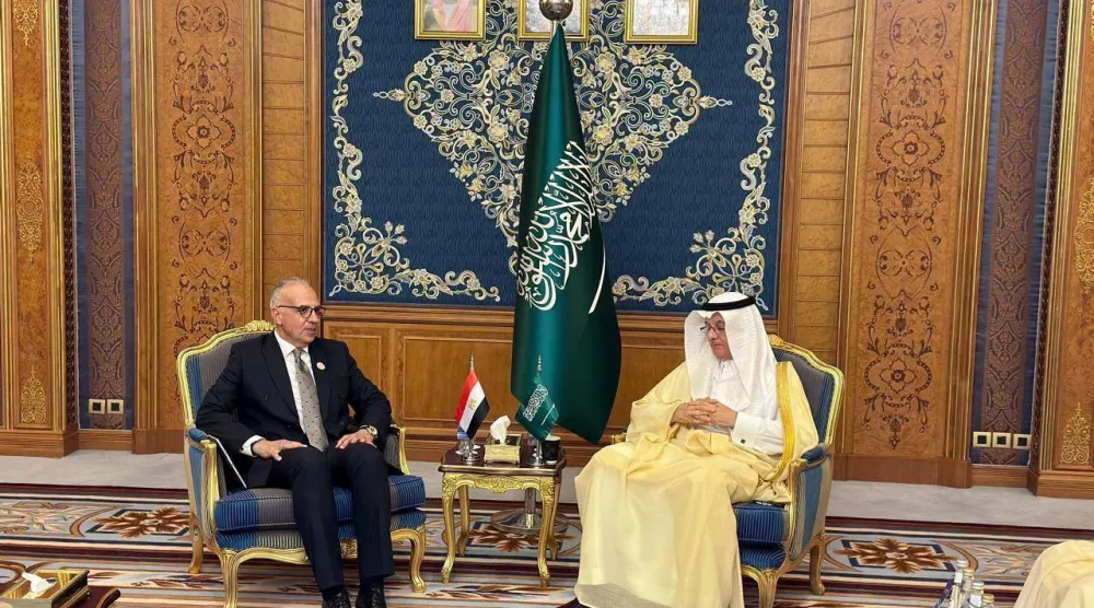 وزير البيئة والمياه والزراعة السعودي عبد الرحمن الفضلي يلتقي وزير الموارد المائية والري المصري هاني سويلم في جدة (وزارة الري المصرية)
