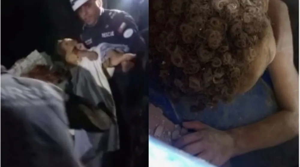 طفل محاصر تحت الأنقاض عقب الزلازل التي ضربت فنزويلا بينما يقوم فريق أردني بعملية إنقاذ في موقع يُعتقد أنه كاراكاس (الأمن العام الأردني/ رويترز)