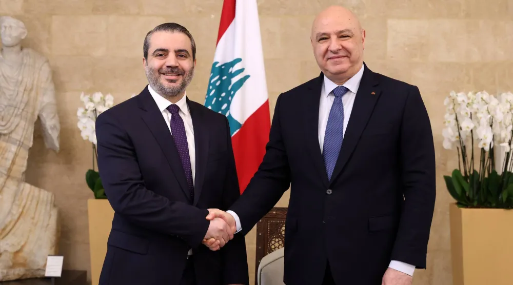 الرئيس اللبناني مستقبلاً الشيباني (رئاسة الجمهورية على «إكس»)