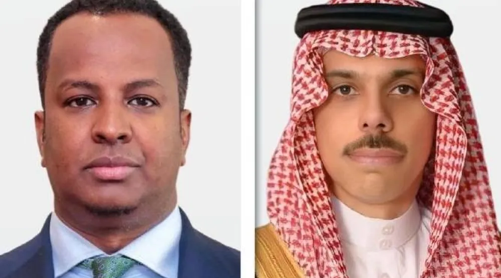 الأمير فيصل بن فرحان وزير الخارجية السعودي ونظيره الصومالي عبد السلام عبدي علي (الشرق الأوسط)
