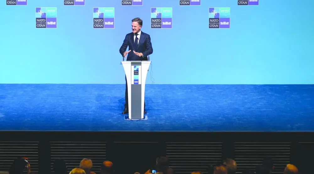 NATO Genel Sekreteri Mark Rutte, zirvenin arifesinde dün Ankara'da düzenlediği basın toplantısında (AP)