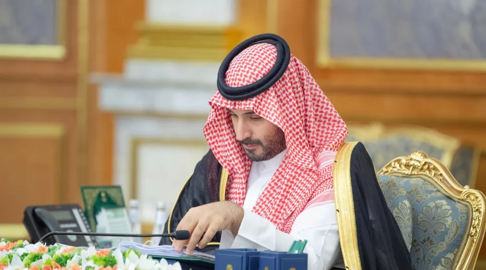 ولي العهد الأمير محمد بن سلمان مترئساً جلسة مجلس الوزراء في جدة الثلاثاء (واس)