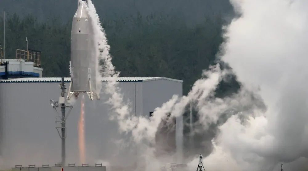 The Reusable Vehicle eXperiment, known as RV-X, is seen in a test launch at the Noshiro Rocket Testing Center of the Japan Aerospace Exploration Agency in Noshiro, northern Japan, Saturday, July 11, 2026. (Naoki Kawano/Kyodo News via AP) 