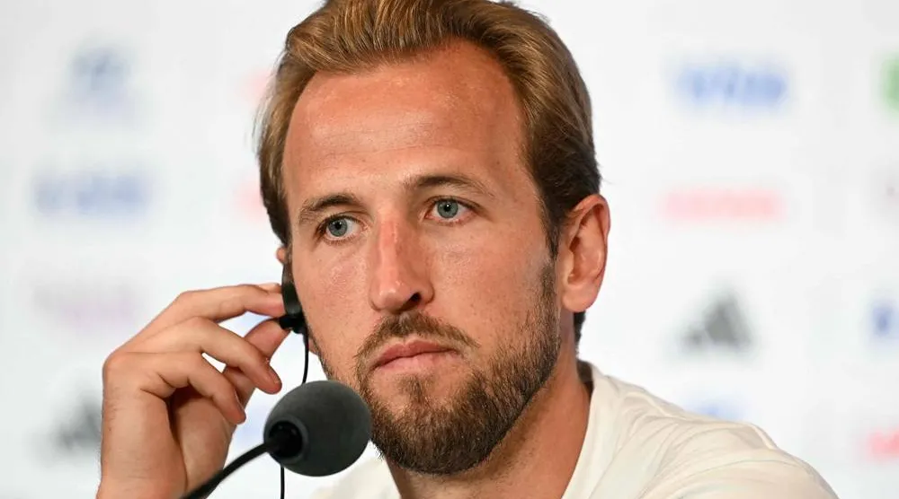 England's forward #09 Harry Kane gives an MD-1 press conference at Miami Stadium in Miami on July 10, 2026, on the eve of the 2026 World Cup football tournament quarter-final match between Norway and England. (AFP) 