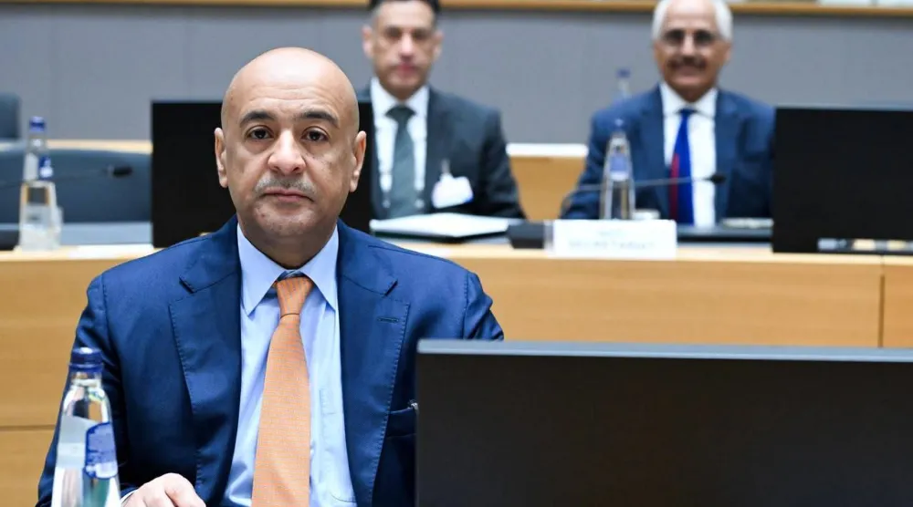 جاسم البديوي خلال مشاركته في «منتدى الأمن الإقليمي» الذي استضافته بروكسل الثلاثاء (التعاون الخليجي)