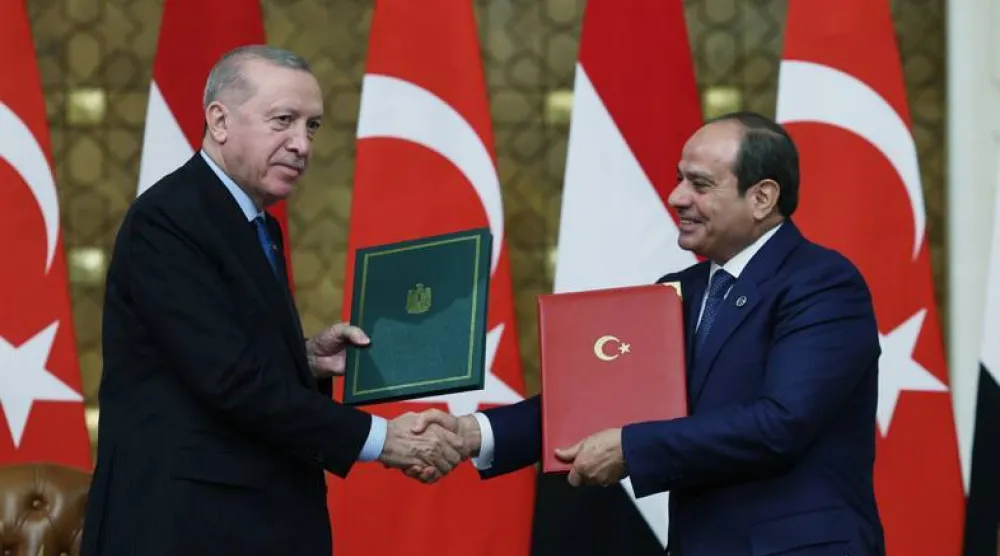السيسي وإردوغان وقَّعا اتفاقية للتعاون العسكري في القاهرة 4 فبراير الماضي (الرئاسة التركية)