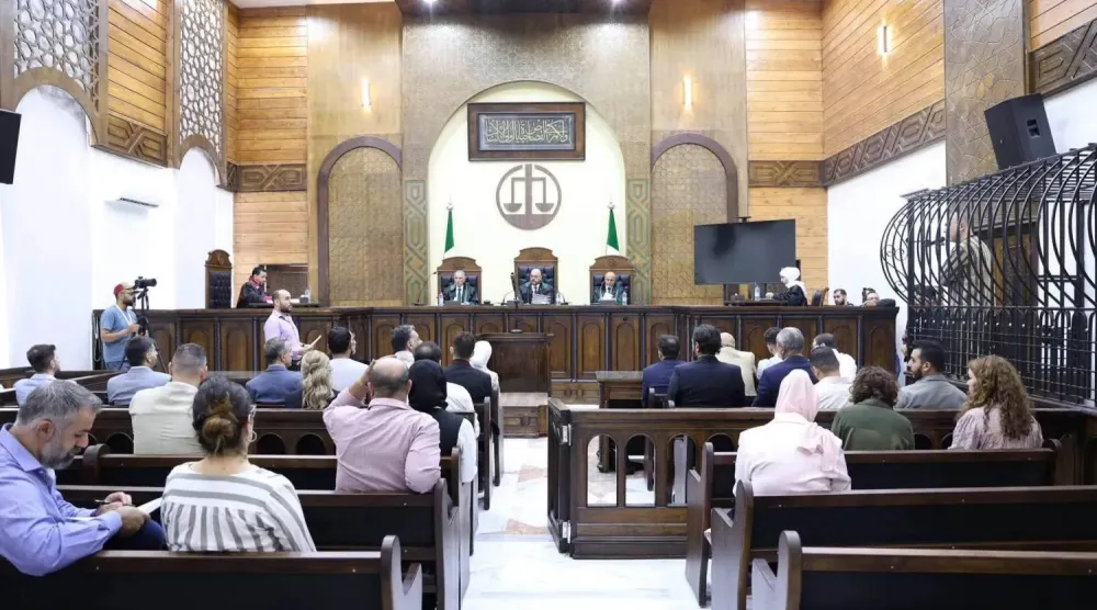  Former security official Atef Najib is questioned during a fifth closed-door hearing on Tuesday (Syrian Justice Ministry)

