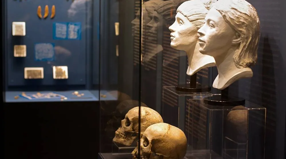 Roman-era skulls and their facial reconstructions are on display at the Aquincum Museum's exhibition titled "Once we were like you" which showcases characters and the fictional life stories of those who once lived in the bustling Roman settlement of Aquincum, in Budapest, Hungary, Tuesday, July 7, 2026. (AP) 