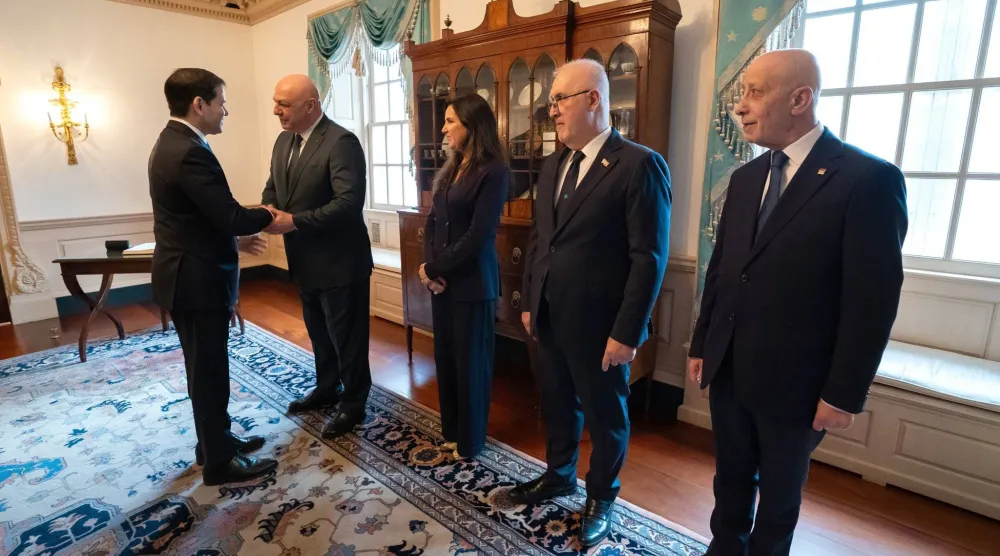 وزير الخارجية الأميركي ماركو روبيو يستقبل الرئيس اللبناني جوزيف عون والوفد المرافق في واشنطن (وزارة الخارجية الأميركية)