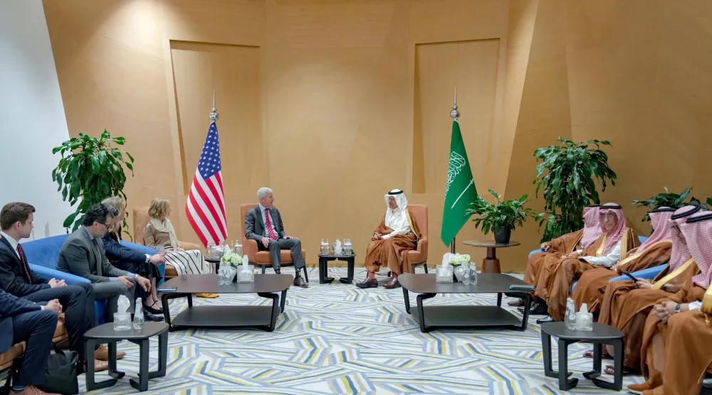 لقاء جمع الأمير عبد العزيز بن سلمان بوزير الطاقة كريس ريات أثناء زيارة الأخير إلى المملكة العام الماضي (إكس)