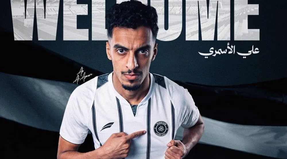 منشور ترحيبي بثه نادي الشباب بعد التوقيع مع الأسمري (موقع النادي)