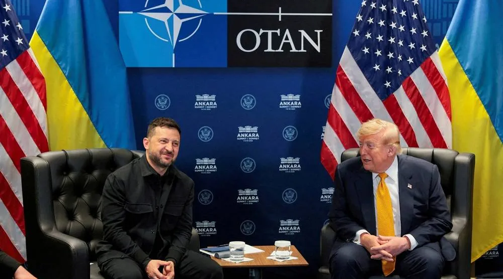  US President Donald Trump holds a bilateral meeting with Ukrainian President Volodymyr Zelensky alongside the NATO leaders summit at the Bestepe Presidential Compound in Ankara, Türkiye, July 8, 2026. (Reuters)