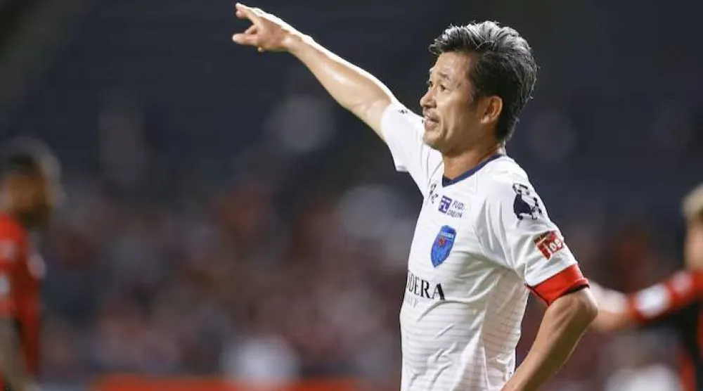 Japanese striker Kazuyoshi Miura. Mandatory credit Kyodo/via REUTERS
