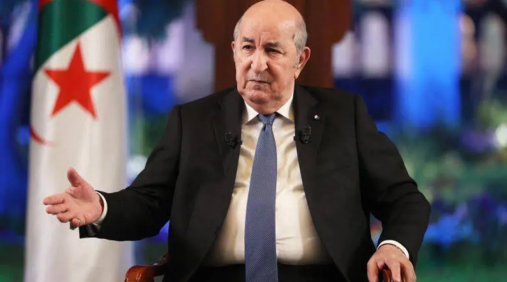 الرئيس الجزائري عبد المجيد تبون خلال لقاء إعلامي (التلفزيون الجزائري)