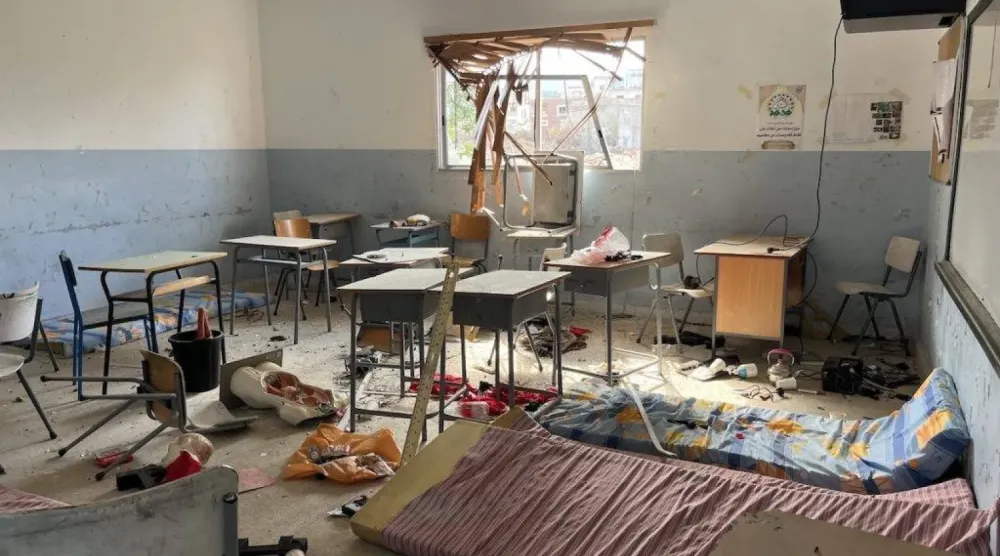 Lübnan'daki okullardan birinde meydana gelen yıkımdan, (Ulusal İnsan Hakları Komisyonu)