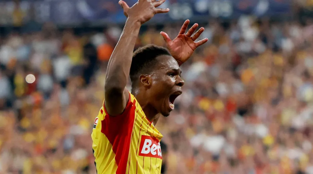 FILE PHOTO: Soccer Football - Coupe de France - Final - RC Lens v OGC Nice - Stade de France, Saint Denis, France - May 22, 2026 RC Lens' Mamadou Sangare reacts REUTERS/Stephanie Lecocq/File Photo