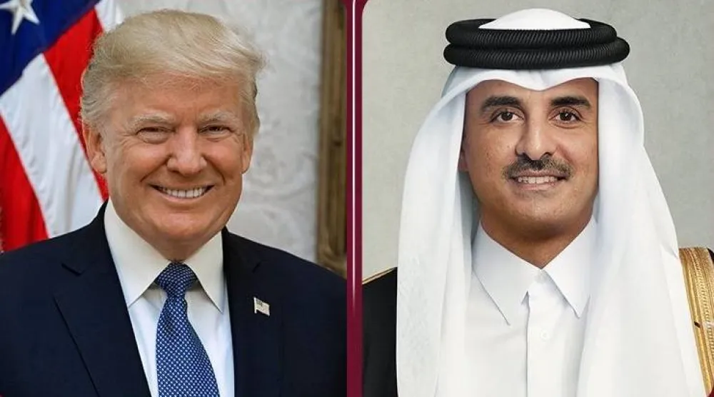 الشيخ تميم بن حمد أمير قطر والرئيس الأميركي دونالد ترمب (الديوان الأميري)