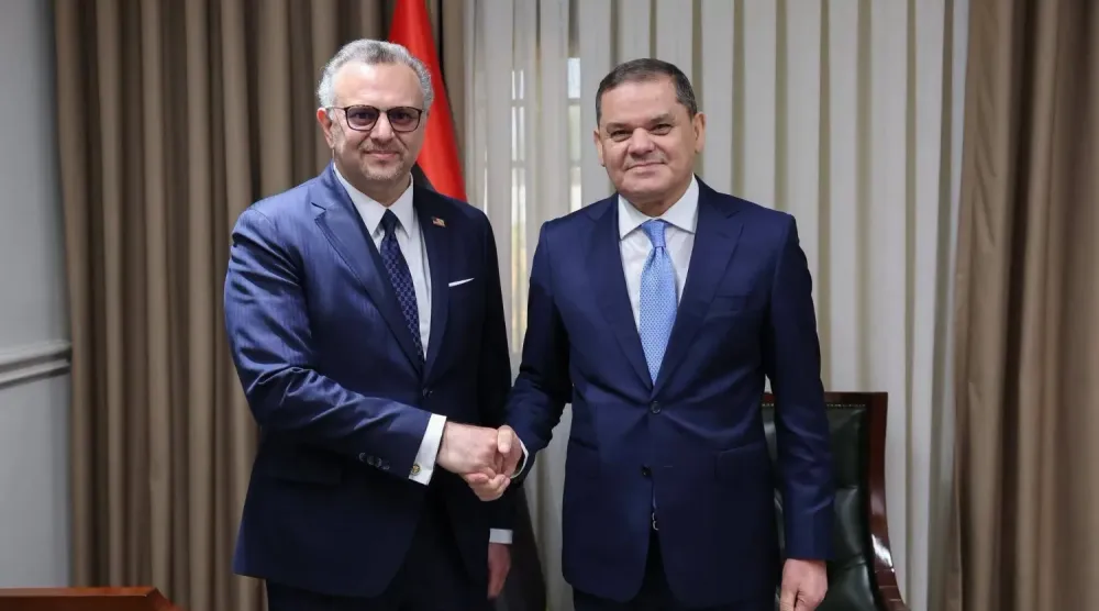 Massad Boulos ve Abdulhamid ed-Dibeybe, geçtiğimiz temmuz ayında başkent Trablus'ta bir görüşmede (Dibeybe’nin Ofisi)