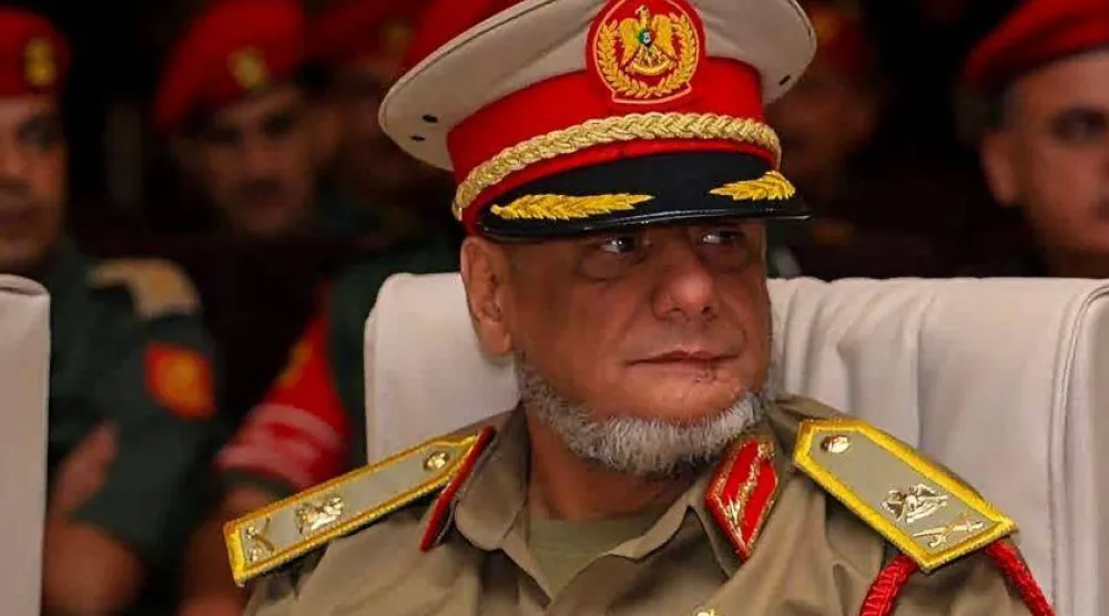 المنصوري في آخر ظهور له خلال الاحتفال بذكرى تأسيس الجيش الليبي الأحد (إعلام الجيش الليبي)