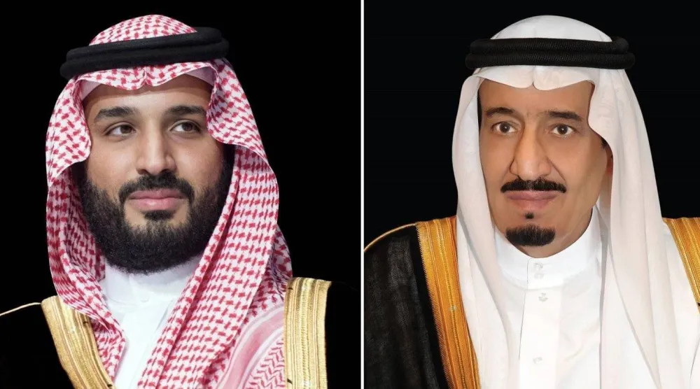 خادم الحرمين الشريفين الملك سلمان بن عبد العزيز والأمير محمد بن سلمان ولي العهد رئيس مجلس الوزراء السعودي (الشرق الأوسط)