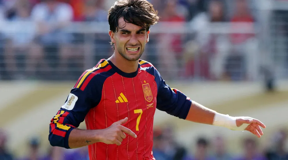FILE PHOTO: Soccer Football - FIFA World Cup 2026 - Final - Spain v Argentina - New York/New Jersey Stadium, East Rutherford, New Jersey, US - July 19, 2026 Spain's Ferran Torres reacts REUTERS/Amanda Perobelli/File Photo