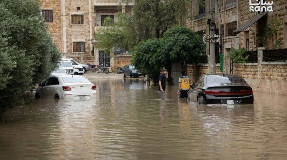 من السيول في إدلب (سانا)