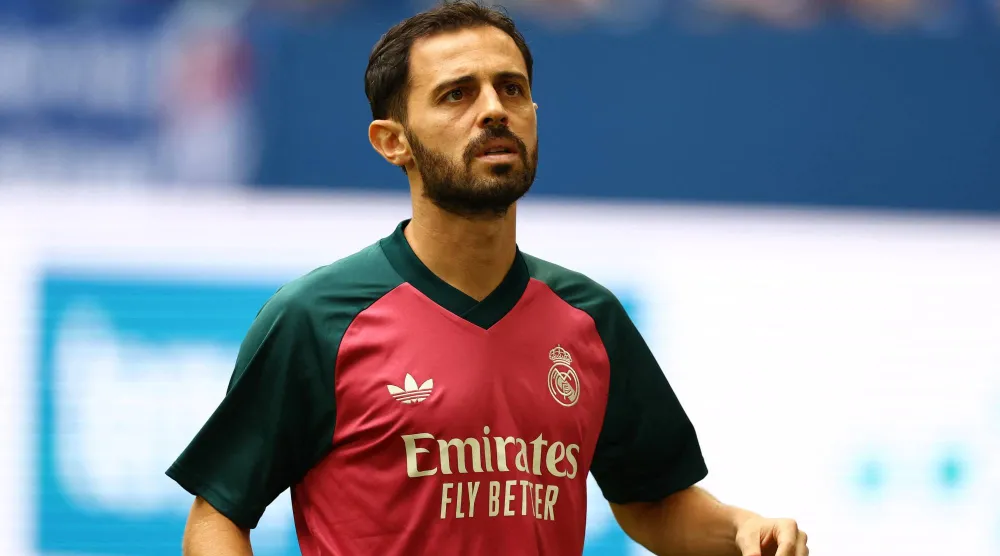 Pre-Season Friendly - Schalke 04 v Real Madrid - Veltins-Arena, Gelsenkirchen, Germany - August 16, 2026 Real Madrid's Bernardo Silva during the warm up before the match. (Reuters)