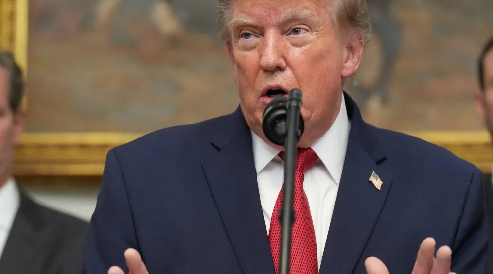 President Donald Trump speaks during a meeting with technology leaders in the Roosevelt Room of the White House, Wednesday, Aug. 19, 2026, in Washington. (AP Photo/Jacquelyn Martin)