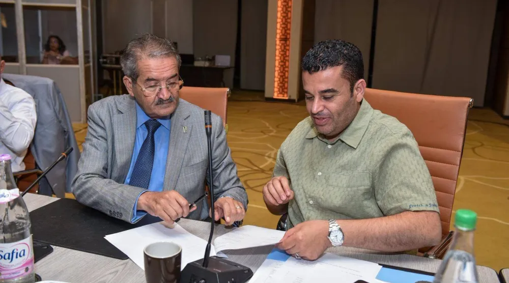 من مراسيم التوقيع بالأحرف الأولى على مسودة اتفاق لجنة (4+4) في تونس الخميس (البعثة الأممية)