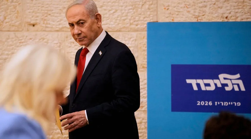  Israeli Prime Minister Benjamin Netanyahu, votes in Likud party primary elections ahead of Israel’s general election in October, in Jerusalem, Monday, August. 17, 2026. (Reuters)